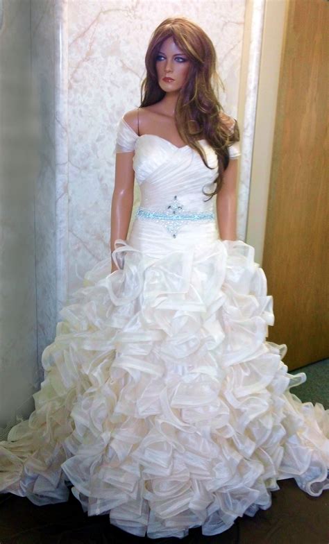 ruffle colored wedding dresses